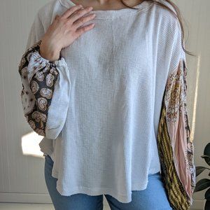 Free people waffle and patterned sweater